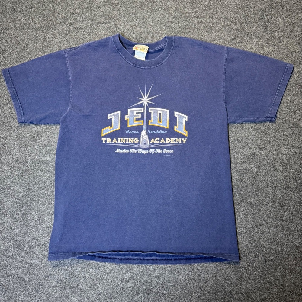 Walt Disney World Jedi Training Academy T-Shirt Men Large Blue Star Wars Faded